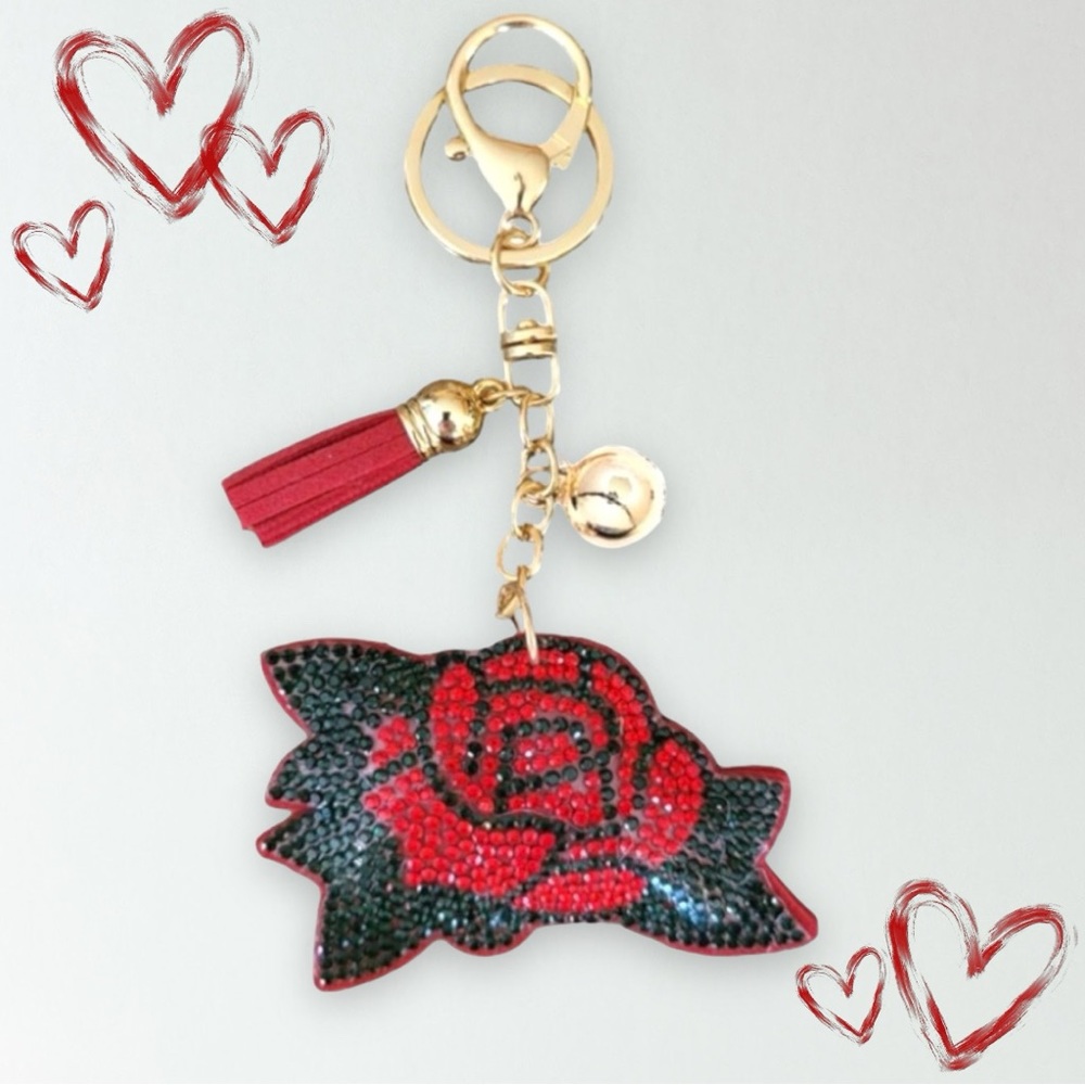 NEW Puffy Rose Purse Charm/Key Chain